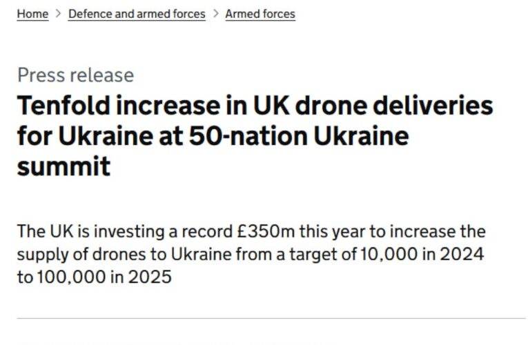 BREAKING: UK Commits £350 Million to Boost Ukraine’s drone arsenal tenfold by 2025